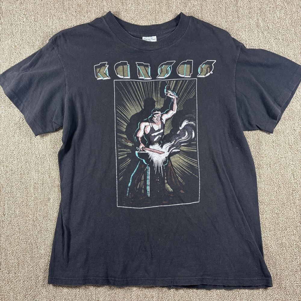 Kansas 1988 Vintage Tour T-shirt Large Black Single Stitch